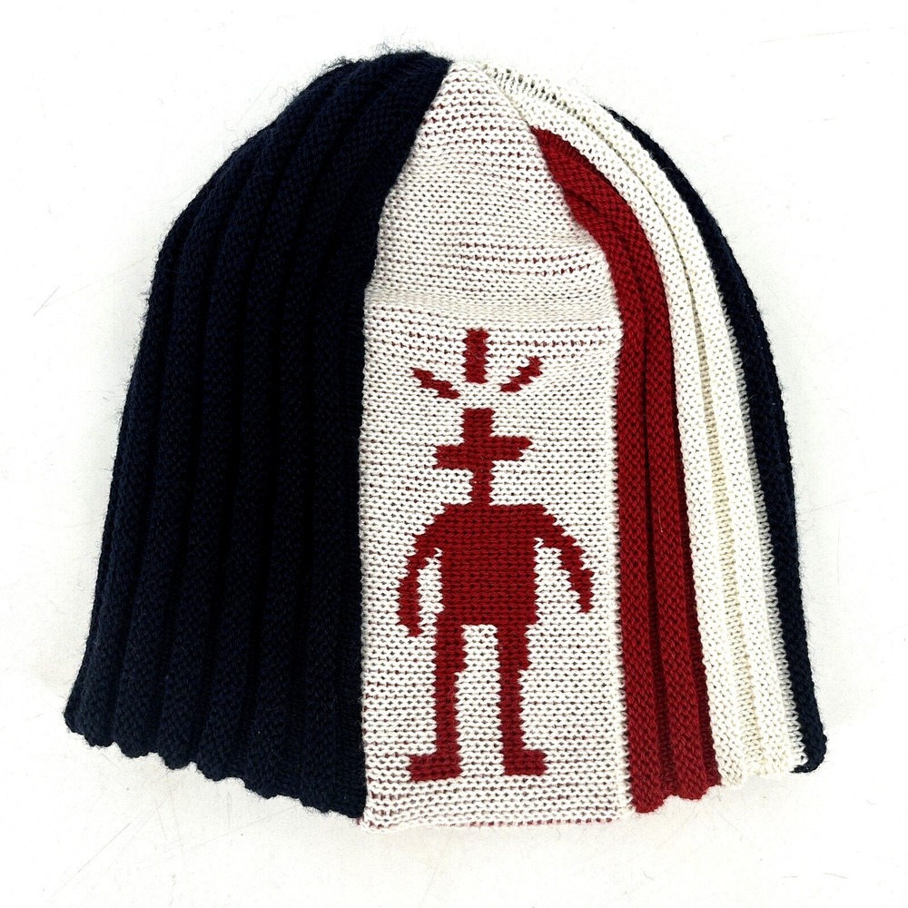 Smartwool Beanie Hat Kids Boys Sz OS Blue Red White Knitted Ribbed Stretch